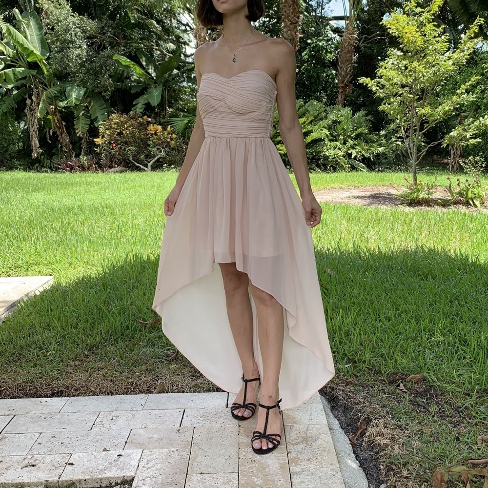 High low peach dress
